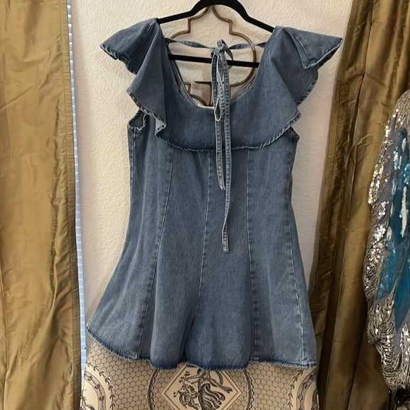Denim Ruffled Romper - Picture 3 of 3